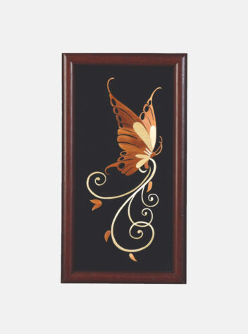 Marquetry panel of beautiful butterfly (With Frame)