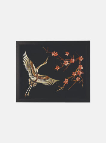 Marquetry panel of flying stork (With Frame)