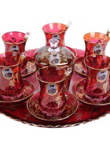 Shah Abbasi tea set with 6 teacups & saucers & sugar bowl