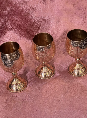 Set of 3 copper engraved goblets
