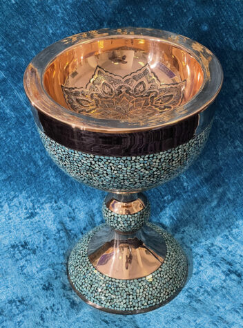 Turquoise inlaying pedestal candy bowl