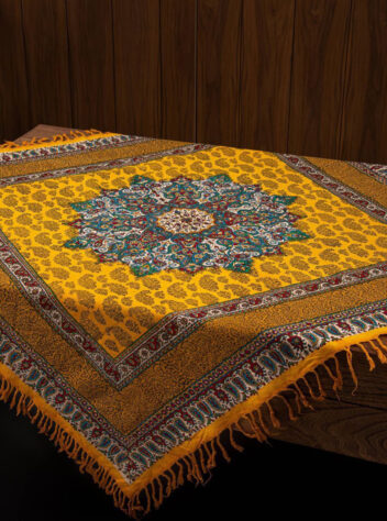 Kalamkar tablecloth with traditional Iranian design in a new style