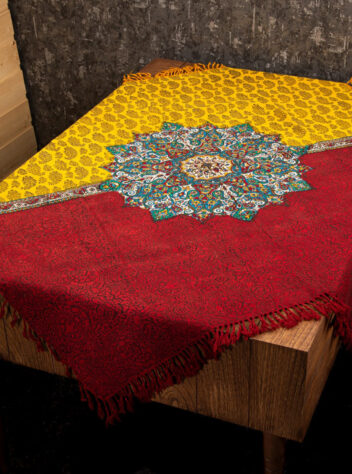 Kalamkar tablecloth with traditional Iranian design in a new style