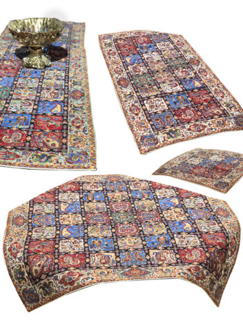 four pieces set of Yazd termeh of emperor design, 8 colors, with a brick pattern