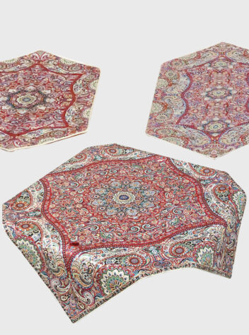 four pieces set of Yazd termeh of phenomenon design 8 red color