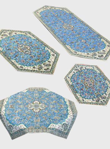 four pieces set of Yazd termeh of shah abbasi design 5 blue color