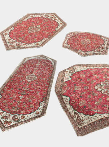 four pieces set of Yazd termeh of shah abbasi design 5 red color