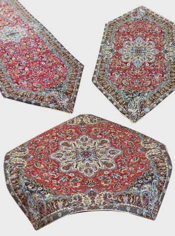 four pieces set of Yazd termeh of paniz design 12 red color