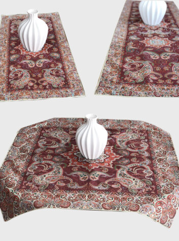 four pieces set of Yazd termeh of masterpiece design 5 crimson color