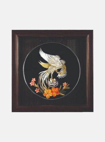 Bird in the nest puzzle painting with carved seashells (With Frame)