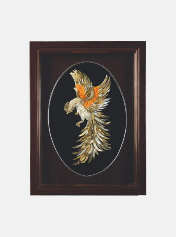 Firebird puzzle painting with carved seashells (With Frame)