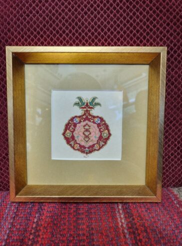 Tezhip or gilded painting of pomegranate with frame