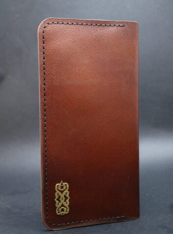 Long wallet with brass plate