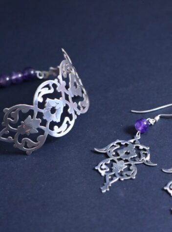 Slimi design set of Silver necklace, earrings and bracelet