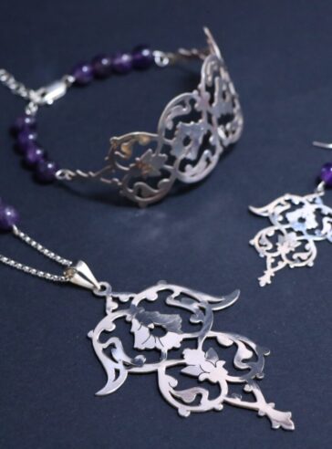 Slimi design set of Silver necklace, earrings and bracelet