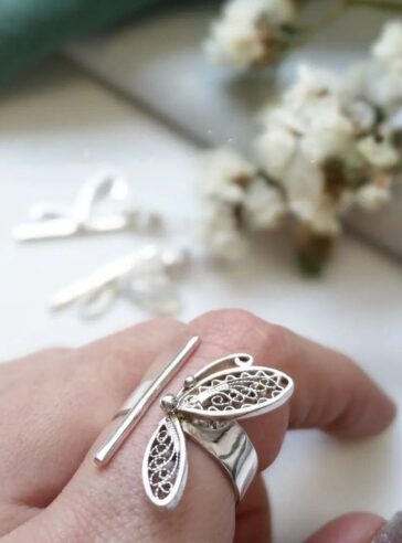 Butterfly silver ring