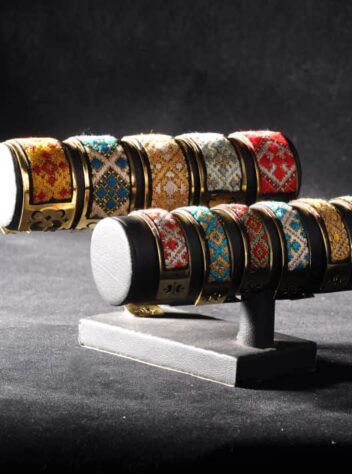 Baluchi silk needlework brass bracelet with 4 cm width & slimi design