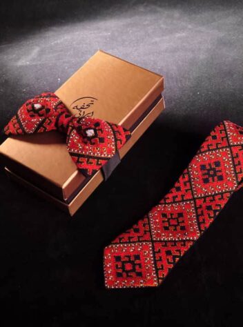 Baluchi silk needlework tie & bow tie set