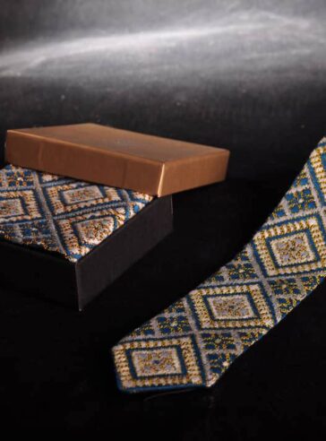 Baluchi silk needlework tie & pocket square set